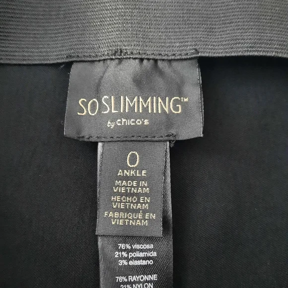 Chico's So Slimming Black Slim Straight Ankle Length Pull On Ponte Pants size 4 - Picture 5 of 13